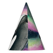 Orca Whales Galaxy Northern Lights Watercolor Feesthoedjes (Achterkant)