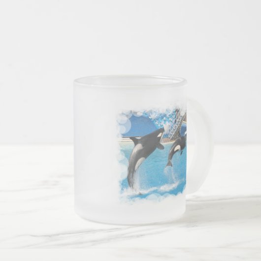 Orca Whales Glass Coffee Mok (Voorkant rechts)