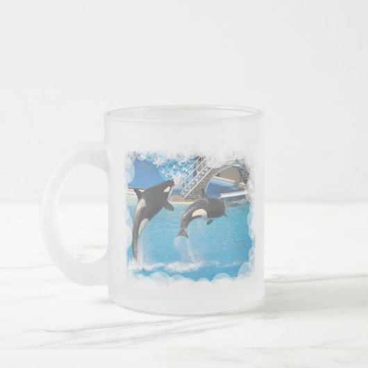 Orca Whales Glass Coffee Mok (Links)