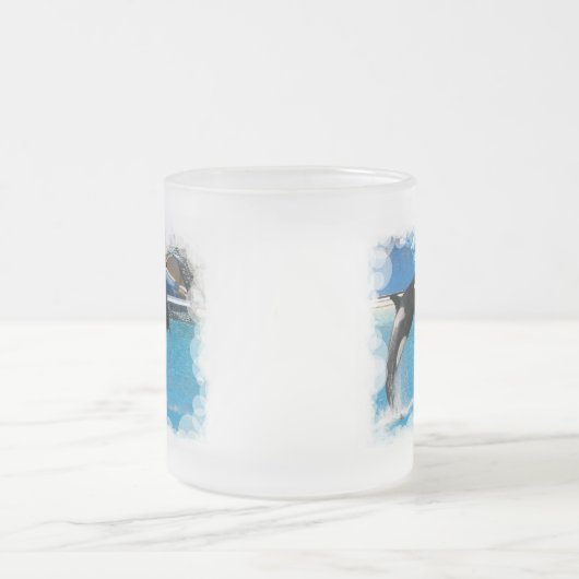 Orca Whales Glass Coffee Mok (Center)