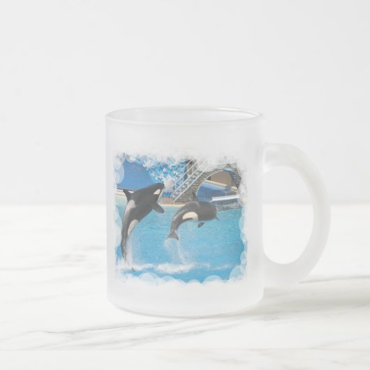 Orca Whales Glass Coffee Mok (Rechts)