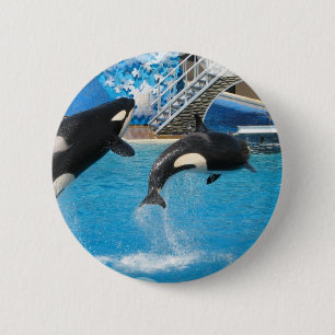Orca Whales Pin Ronde Button 5,7 Cm