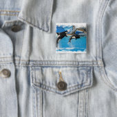 Orca Whales Square Button (In situ)
