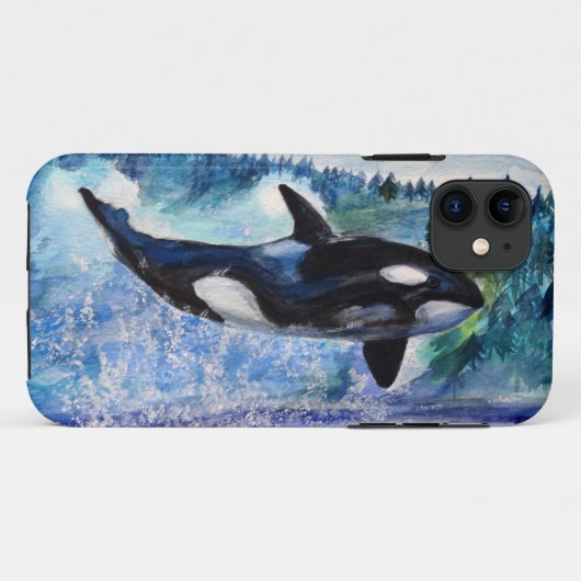 Orca Wildlife waterverf iPhone case (Achterkant (horizontaal))