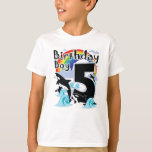 Orcas 5 Birthday Boy & Orca Killer Whale as Party T-shirt<br><div class="desc">Geweldig vijfjarig verjaardagsfeest voor zoon,  nicht of neef als hun mooie springorca plus regenboog op zijn t-shirt. Maakt het geschikt als speciale geschenken</div>