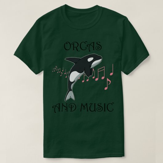 Orcas and Music Notes Musician Whale T-shirt (Design voorkant)