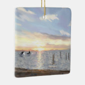 Orcas at Sunset Ceramic Ornament (Rechts)