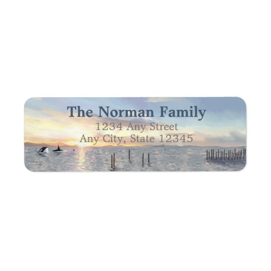 Orcas at Sunset Return Address Label (Voorkant)