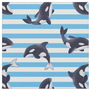 Orcas/blauwe strepen stof
