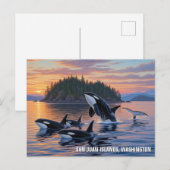 Orcas in Washington san juan islands travel Briefkaart (Voorkant / Achterkant)