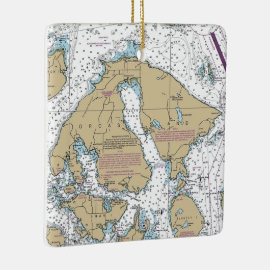 Orcas Island Nautical Chart Keramisch Ornament (Rechts)