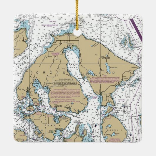 Orcas Island Nautical Chart Keramisch Ornament (Achterkant)