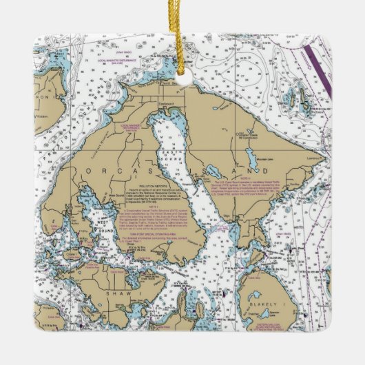 Orcas Island Nautical Chart Keramisch Ornament (Voorkant)