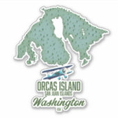 Orcas Island, Washington, VS kaart Sticker (Voorkant)