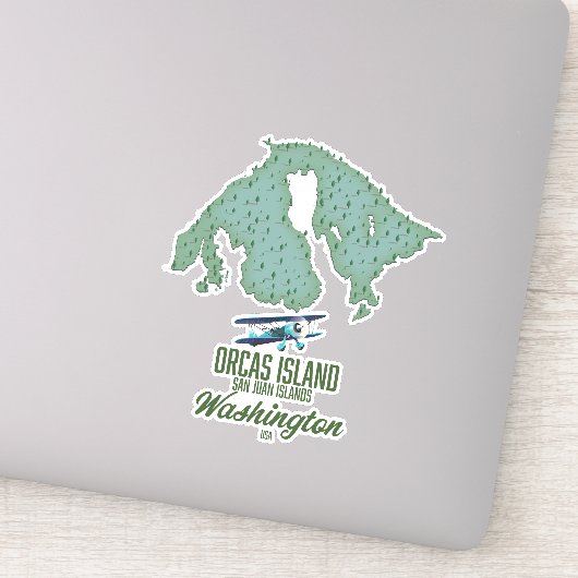 Orcas Island, Washington, VS kaart Sticker (Detail)