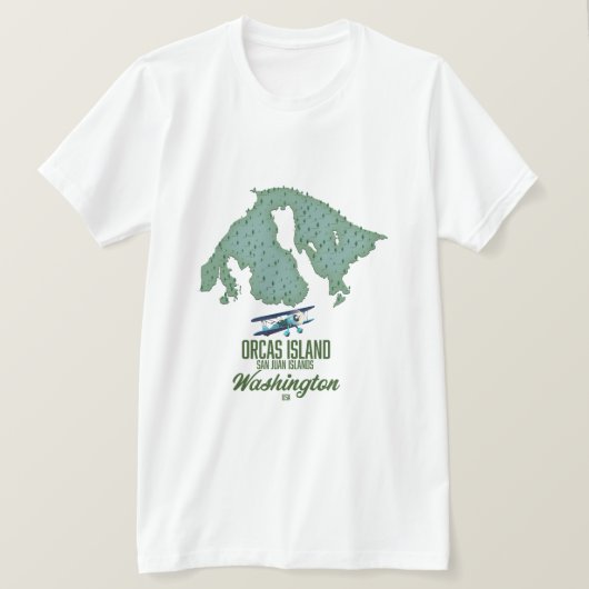 Orcas Island, Washington, VS kaart T-shirt (Design voorkant)