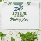 Orcas Island, Washington, VS kaart Theedoek (Gevouwen)