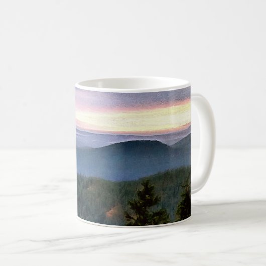 Orcas Island Zonsondergang bij Mount Constitution Koffiemok (Voorkant rechts)