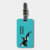 Orcas Killer Whales Blauwgroen Blauw Aangepast Bagagelabel (Voorkant verticaal)