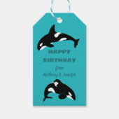 Orcas Killer Whales Blauwgroen Blauw Aangepast Cadeaulabel (Voorkant)