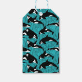 Orcas Killer Whales Blauwgroen Blauw Aangepast Cadeaulabel (Achterkant)