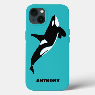 Orcas Killer Whales Blauwgroen Blauw Aangepast Case-Mate iPhone Case