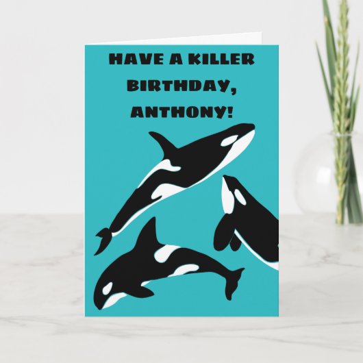 Orcas Killer Whales Blauwgroen Blauw Aangepast Kaart (Voorkant)