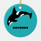 Orcas Killer Whales Blauwgroen Blauw Aangepast Keramisch Ornament (Voorkant)