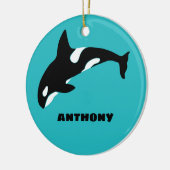 Orcas Killer Whales Blauwgroen Blauw Aangepast Keramisch Ornament (Links)