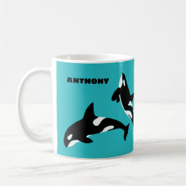 Orcas Killer Whales Blauwgroen Blauw Aangepast Koffiemok