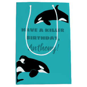 Orcas Killer Whales Blauwgroen Blauw Aangepast Medium Cadeauzakje