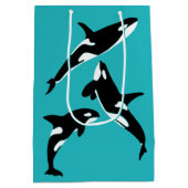 Orcas Killer Whales Blauwgroen Blauw Aangepast Medium Cadeauzakje (Achterkant)