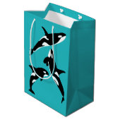 Orcas Killer Whales Blauwgroen Blauw Aangepast Medium Cadeauzakje (Achterkant Gekanteld)