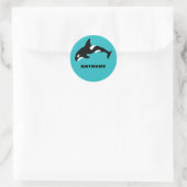 Orcas Killer Whales Blauwgroen Blauw Aangepast Ronde Sticker (Tas)