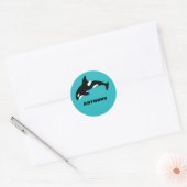 Orcas Killer Whales Blauwgroen Blauw Aangepast Ronde Sticker (Envelop)
