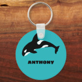 Orcas Killer Whales Blauwgroen Blauw Aangepast Sleutelhanger (Voorkant)