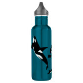 Orcas Killer Whales Blauwgroen Blauw Aangepast Waterfles (Links)