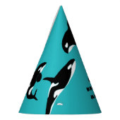 Orcas Killer Whales Blauwgroen Blue Birthday Party Feesthoedjes (Links)
