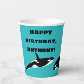 Orcas Killer Whales Blauwgroen Blue Birthday Party Papieren Bekers (Voorkant)