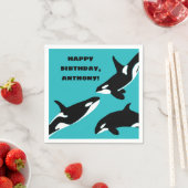 Orcas Killer Whales Blauwgroen Blue Birthday Party Servet (Insitu)