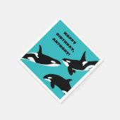 Orcas Killer Whales Blauwgroen Blue Birthday Party Servet (Hoek)