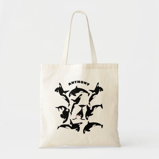Orcas, Killer Whales Collage Personalized Tote Bag (Voorkant)