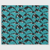 Orcas Killer Whales in de oceaan gevild Cadeaupapier (Vlak)