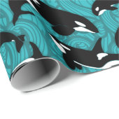 Orcas Killer Whales in de oceaan gevild Cadeaupapier (Rol Hoek)