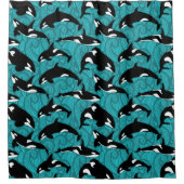 Orcas Killer Whales in de oceaan gevild Douchegordijn (Voorkant)