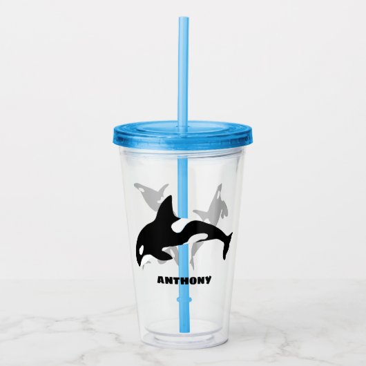 Orcas Moordwalvissen Gepersonaliseerde Reisbeker Acryl Drinkbeker (Voorkant)