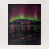 Orcas swim in Paarse Aurora - vulwalvis Legpuzzel (Verticaal)