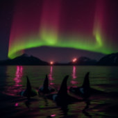 Orcas swim in Paarse Aurora - vulwalvis Legpuzzel