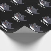 Orcat Funny Cat Orca Pun Dark BG Cadeaupapier (Hoek)