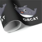 Orcat Funny Cat Orca Pun Dark BG Cadeaupapier (Rol Hoek)